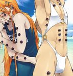  artist_request beach crossdressing lowres male male_focus naruto naruto_shippuuden oekaki one-piece_swimsuit orange_hair pain_(naruto) school_swimsuit sky swimsuit water 