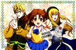  2girls blonde_hair blue_eyes brown_hair crossover dio_brando genderswap goeniko goenitz heart king_of_fighters kof m.u.g.e.n male mugen_(game) multiple_girls red_eyes school_uniform snk tsukihime twintails vampire yumizuka_satsuki 