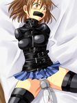  arle_nadja bdsm blush bondage bound brown_hair gag hitachi_magic_wand improvised_gag madou_monogatari puyopuyo straightjacket straitjacket sweat tape tape_gag tapegag tears vibrator 