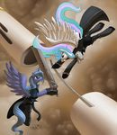  advent_children alicorn alipes cloud_strife equine female final_fantasy friendship_is_magic hasbro my_little_pony pegacorn princess_celestia_(mlp) princess_luna_(mlp) sephiroth sword video_games weapon 