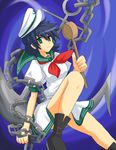  anchor black_hair chain green_eyes harukatron hat hishaku looking_at_viewer murasa_minamitsu sailor sailor_hat short_hair solo touhou 