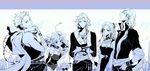  2girls 3boys cain_highwind cecil_harvey dress_shirt earrings edward_geraldine female final_fantasy final_fantasy_iv hair_bun hair_ornament jewelry long_hair male mizukumohouse multiple_boys multiple_girls necklace pants rosa_farrell rydia scarf shirt short_hair whyt 