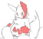  erection fur kogamaru looking_at_viewer male markings nintendo nude penis pok&#233;mon pok&eacute;mon red_markings sketch small_penis solo video_games white_fur zangoose 