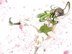  arrancar barefoot black_hair bleach espada eyepatch green_hair hollow hug li_sakura neliel_tu_oderschvank nelliel_tu_odelschwanck nnoitra_gilga open_mouth petals smile tatoo tattoo 