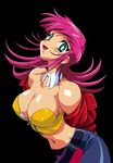  aqua_eyes breasts bright_pupils kimura_takahiro large_breasts long_hair midriff navel raika_grace simple_background solo viper viper_f40 