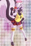  asphyxia_lemieux cherries cherry collar cute eyewear female glasses halo legwear mammal piercing plaid purple_eyes skirt skunk solo spazzykoneko spiked_collar standing stockings 