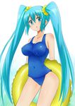  aqua_eyes aqua_hair bad_id bad_pixiv_id hatsune_miku highres innertube long_hair one-piece_swimsuit school_swimsuit scrunchie shuuhei_(shoohey) solo swimsuit twintails very_long_hair vocaloid 