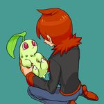  chikorita green lowres nintendo pokemon red_hair redhead silver_(pokemon) 