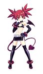  bat_wings belt bracelet cross_edge demon_girl disgaea earrings elbow_gloves etna flat_chest gloves harada_takehito jewelry jpeg_artifacts red_eyes red_hair solo tail thighhighs twintails wings 