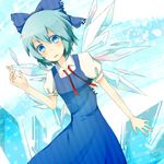  bad_id bad_pixiv_id blue_eyes blue_hair bow cirno hair_bow ice nakaoka_naaka ribbon short_hair solo torn_clothes touhou wings 