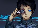  bad_id bad_pixiv_id black_hair blue_eyes cellphone durarara!! jacket male_focus matsunaka_hiro phone ryuugamine_mikado solo zipper 