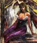  bat_wings bccp breasts green_hair highres large_breasts long_hair morrigan_aensland pantyhose solo vampire_(game) wings 