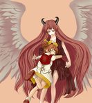  1213kame akura akura_(arc_the_lad) arc_the_lad choco_(arc_the_lad) choko_(arc_the_lad) dress eyes_closed female girl horns long_hair pigtails red_eyes red_hair redhead ribbon short_twintails twintails very_long_hair wings yellow_ribbon 