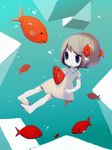 barefoot bubble cube dress female fish ghost girl goldfish short_hair underwater young younger 