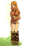  1girl blonde_hair boots breasts female final_fantasy final_fantasy_tactics geomancer_(fft) green_eyes long_hair nawashiro solo white_background 