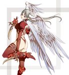  1213kame 1girl ass belt boots dagger female final_fantasy final_fantasy_tactics grey_hair head_wings headwings long_hair looking_back purple_eyes solo thigh-highs thighhighs ultima_(fft) violet_eyes weapon wings 