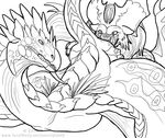  couple crest dragon duo female feral lesbian licking lunastra mane monochrome monster_hunter oral rathian rimming scalie tongue video_games wings wyvern zyleeth 