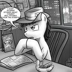  chair cigar derpy_hooves_(mlp) dialog dialogue english_text equine eyewear female feral friendship_is_magic glasses greyscale hasbro hat horse j._jonah_jameson madmax male mammal monochrome my_little_pony newspaper parody photo picture_frame pony solo spider-man spiderman text 