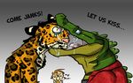  anthro cat duo feline female humor humour jaguar janks jesie jesie_(character) kissing male mammal neko! reptile scalie 