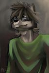  clothing cute eyewear glasses hair long_hair male mammal portrait raccoon rinzy shirt simple_background solo 
