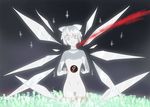  1girl ayanami_rei blood blue_eyes cirno crazy_eyes cross crossover deeple end_of_evangelion lilith_(ayanami_rei) neon_genesis_evangelion parody solo touhou wings 