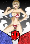  american_flag_bikini awashima bikini blonde_hair brown_eyes flag_print hokuto_(tokuho) nurarihyon_no_mago short_hair solo swimsuit 