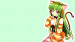  animal_ears breasts c.c. cat_ears cat_tail cleavage code_geass code_geass:_nunnally_in_wonderland creayus detached_sleeves eating food green_hair highres holding_pizza long_hair medium_breasts panties pizza solo striped striped_legwear tail thighhighs underwear wallpaper yellow_eyes 