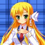  blonde_hair blush bow ebicha hair_bow kanemoto_akari long_hair noble_works solo 