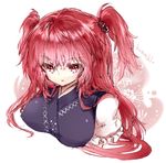  ainy77 alternate_hairstyle bad_id bad_pixiv_id breasts hair_bobbles hair_ornament large_breasts long_hair onozuka_komachi red_eyes red_hair solo touhou upper_body 