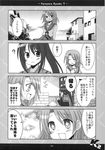  4koma comic genderswap genderswap_(mtf) greyscale highres kadose_ara koizumi_itsuki_(female) kyonko long_hair monochrome multiple_girls ponytail school_uniform suzumiya_haruhi_no_yuuutsu translated 