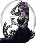  beverage classy collar dress feline female glass lace mab mammal multiple_tails necklace solo tail wine wisprr 