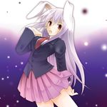  :o amase_tatsuki animal_ears blazer bunny_ears dress_shirt hand_on_own_chest jacket lavender_hair long_hair necktie pink_hair pleated_skirt red_eyes red_neckwear reisen_udongein_inaba shirt skirt solo touhou very_long_hair 