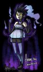  black black_hair black_shorts chandelier chandelure creepy dark dress fire ghost gijinka gothic gothic_lolita ky-nim moemon personification pokemon pokemon_(game) pokemon_black_and_white purple purple_dress purple_pantyhose random short_hair solo yellow_eyes 