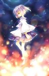  arrow bare_legs blood floating japanese_clothes kariginu looking_down mononobe_no_futo no_hat no_headwear profile short_hair silver_hair solo touhou yetworldview_kaze 