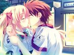  blonde_hair cg couple kiss kusukusu long_hair marie_rudel red_hair ribbons sakura_strasse short_hair tear twin_tails yuri 