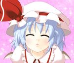  bat_wings blue_hair closed_eyes hat incoming_kiss masara remilia_scarlet solo touhou wings 