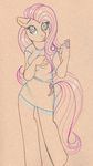  anthrofied cute equine female fluttershy_(mlp) friendship_is_magic hasbro horse mammal my_little_pony pink_background plain_background pmoss pony sketch skirt solo 