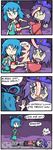  4koma :t blue_hair comic commentary english expressive_clothes finnish hair_rings hat kaku_seiga lying miyako_yoshika multiple_girls non-web_source on_side pout pringles product_placement purple_hair setz sharp_teeth tears teeth touhou translated 