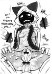  anal arc_system_works black_and_white blazblue bottomless breasts censored cum cum_in_pussy cum_inside cum_on_body cum_on_breasts cum_on_clothes cum_on_upper_body cum_string cumdrip group_sex highres legs_spread_open monochrome open_clothes penis rape sex spread_legs taokaka translated vaginal 