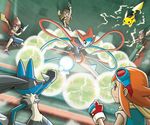  alternate_color deoxys dual_persona lucario minami_(pokemon) natsuya_(pokemon) official_art pikachu pokemon pokemon_(game) pokemon_ranger pokemon_ranger_traces_of_light 