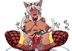  animal_ears bare_shoulders bikini_top blue_eyes blush breasts breasts_apart cat_ears cat_tail censored checkered checkered_legwear covered_nipples dark_skin elbow_gloves eyewear_on_head gloves heart heart_censor kaiten_muten-maru large_breasts long_hair navel open_mouth pussy pussy_juice sagging_breasts saliva shamu_meruruusa solo spread_legs spread_pussy squatting sunglasses sweat tail tamagoroo_(funifuni_labo) tears thighhighs white_background white_hair yellow-framed_eyewear 