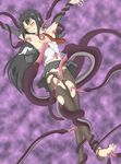  barefoot bdsm black_hair blush bondage bound breasts eyes_closed feet foot_licking foot_tickling licking long_hair nipples pantyhose school_uniform snake tentacle tickle_torture tickling toes tongue torn_clothes 