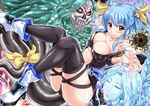  arc_system_works blue_hair breasts cleavage dizzy guilty_gear red_eyes smile tail thighhighs toned wings 