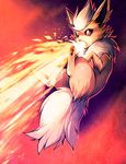  ambiguous_gender black_nose eeveelution falvie fire flareon fur hair nintendo orange_fur pok&#233;mon pok&eacute;mon solo tail video_games warm_colors white_hair 