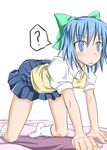  ? bad_id bad_pixiv_id blue_eyes blue_hair cirno contemporary hair_ribbon kirino_souya ribbon school_uniform solo touhou 