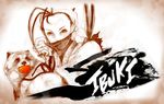  antenna_hair bandana barion don_(street_fighter) ibuki_(street_fighter) ninja pencil ponytail street_fighter street_fighter_iv_(series) tanuki torn_clothes 