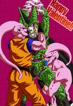  2boys buu candy cell_(dragon_ball) character_request clone clones dragon_ball dragon_ball_z dragonball dragonball_z food licking majin_buu male male_focus monster monster_boy multiple_boys pocky red_eyes sweat tentacle tentacles_on_male tongue valentine yaoi 