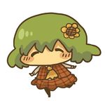  bad_id bad_pixiv_id blush chibi closed_eyes green_hair hair_ornament kazami_yuuka lowres solo touhou wata_(rakopepa) 