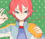  bad_id bad_pixiv_id cup disposable_cup green_eyes inazuma_eleven inazuma_eleven_(series) kiyama_hiroto l_hakase male_focus red_hair smile solo string string_phone 