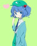  adapted_costume bad_id bad_pixiv_id bespectacled blue_eyes blue_hair dress_shirt face glasses hair_bobbles hair_ornament hat heart ica kawashiro_nitori key necktie off_shoulder shirt solo touhou two_side_up upper_body 